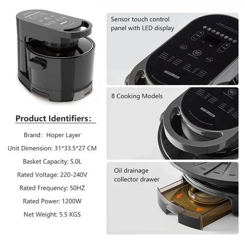 Hoper Layer Hoper Layer Multi-functional 2 in 1 air fryer & smokeless BBQ grill KZ-50