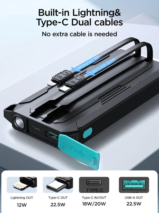 JOYROOM Outdoor Series Power Bank with Built-in Cables 22.5W 10000mAh - JR-L017