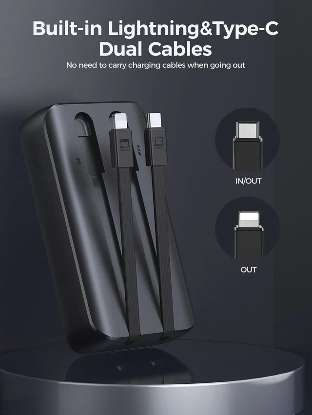 JOYROOM 30W Mini Power Bank with Dual Cables 10000mAh - JR-PBC06