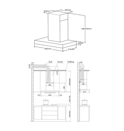 FOTILE Chimney Hood EMS9028S