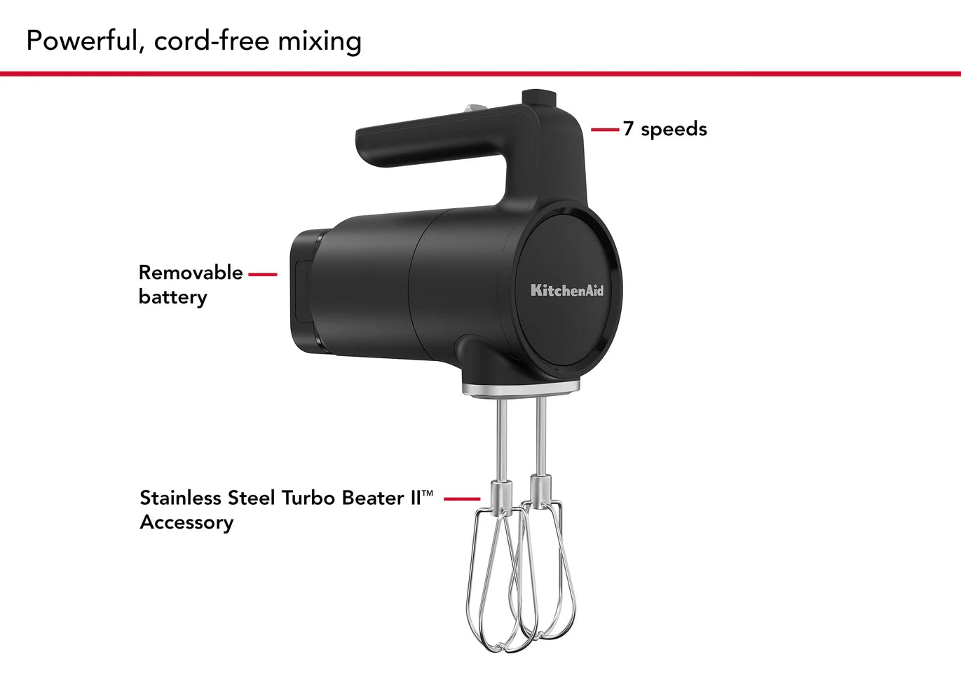 KitchenAid Cordless Go Hand Mixer ***Free Battery*** 5KHMR700A