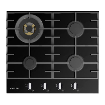 Parmco GAS COOKTOP 600MM GLASS 3BURNER+WOK HO76GGW4