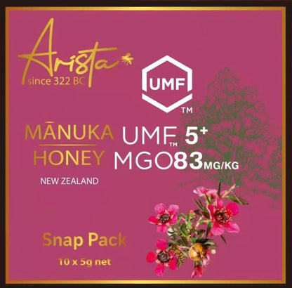 Arista Manuka Monofloral Honey UMF5+ Snap Pack 5g*10