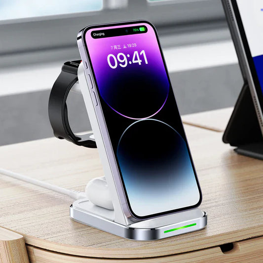 ACEFAST 3-in-1 Fast Wireless Charger Stand - White Colour E15